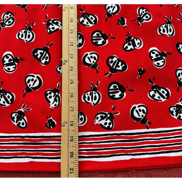 Talbots Stretch Midi Skirt  A-Line Women's‎ Size 6 Red Black Ladybug Print EUC - Picture 9 of 9